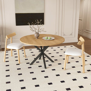 English Elm 59-inch Expandable Glass Top Dining Set Seats 8 with Upholstered Chairs X-base W2700S00123