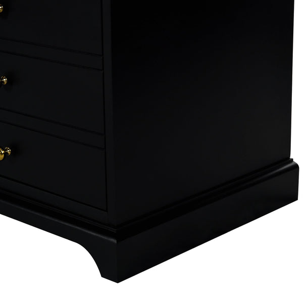 English Elm 36'' Bathroom Vanity with Ceramic Sink Combines Retro Solid Wood Frame, Soft-Close Drawers & Ample Storage Black N710P195628B
