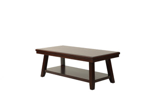 English Elm New Walnut Finish 1pc Coffee Table with Open Shelf, 47"x24" Modern Walnut Veneer Top & Solid Legs B011P396185