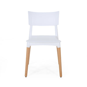 English Elm Christopher Knight Home® - PLASTIC Modern Dining Chair Set of 2 - White Polypropylene Seats with Beech Tapered Legs, Durable Stylish 63910.00