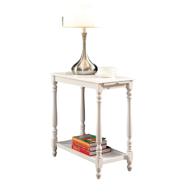 English Elm Modern USB Nightstand with Pull-Out Cup Holder, Hidden Cabinet Storage & Built-In Power Docking Station White 27 L x 16 W x 8 H B011P191542