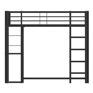 English Elm Loft Bed With Desk And Storage, Metal Twin Loft Frame For Kids Teens - Stylish Space Saver In Black W2904S00002