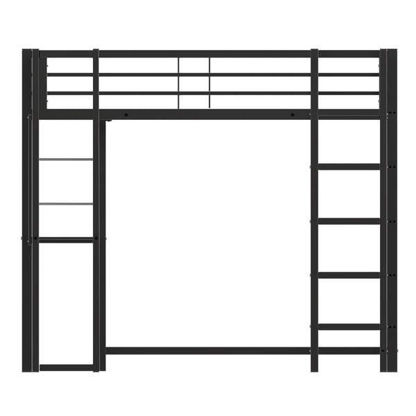 English Elm Loft Bed With Desk And Storage, Metal Twin Loft Frame For Kids Teens - Stylish Space Saver In Black W2904S00002