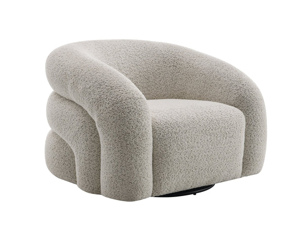 English Elm Irma Gray Boucle Chair Swivel — Cozy Textured Bouclé Upholstery, Full-Foam Seat, 360° Rotation, No Assembly Required B2726P271005