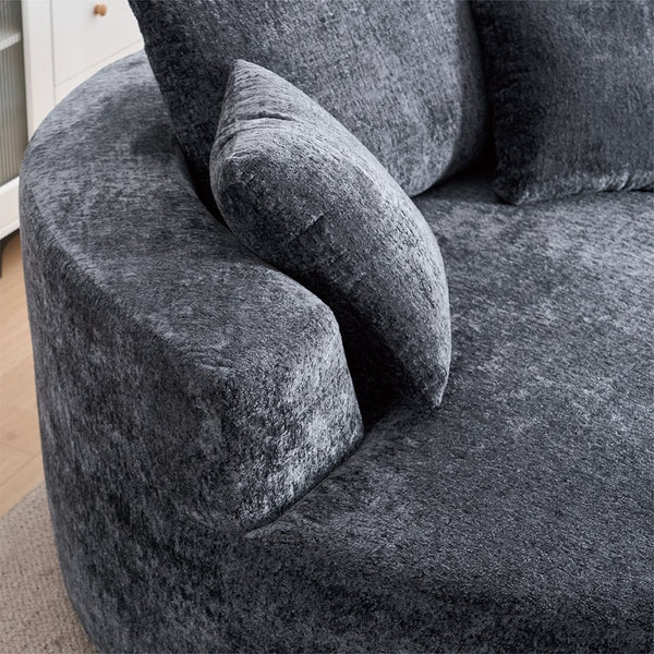 English Elm Round Swivel Barrel Chair Plush Chenille Upholstery Cozy Accent Seat for Any Room Grey W2915P338891