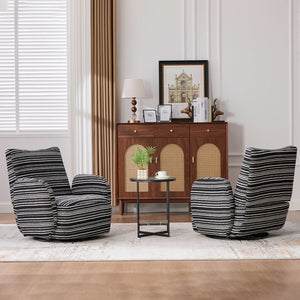 English Elm Modern Boucle 360° Swivel Leisure Chair with High‑Resilience Sponge, Supportive Curve, 550lb Capacity Black W395P355515