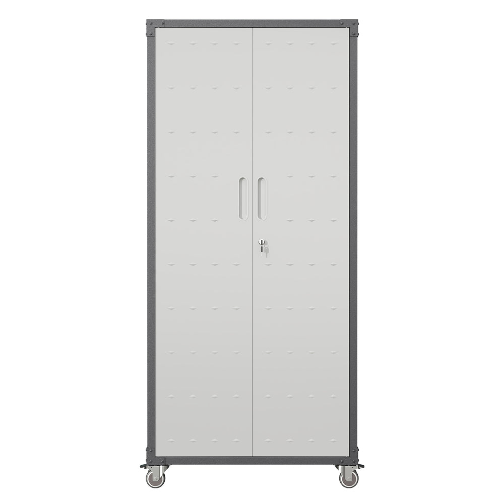 English Elm 71" Steel Garage Storage Cabinet with Locking Wheels Heavy Duty 700 Lb Capacity T2398P222838