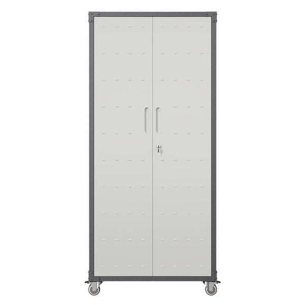 English Elm 71" Steel Garage Storage Cabinet with Locking Wheels Heavy Duty 700 Lb Capacity T2398P222838