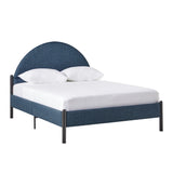 Queen Metal and Upholstered Bed with Arched Headboard Blue GASB5CBU Walker Edison