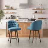 Madison Park Onyx Transitional Upholstered 360 Degree Swivel Counter Stool 26" H MP104-1197 Blue