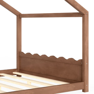 English Elm Queen House Shaped Floor Bed Solid Pine Frame Montessori Kids Bedroom No Box Spring W1580P438812