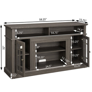 English Elm Classic Fireplace Entertainment Console with Glass Doors and Walnut Finish for Large Tvs W2275S00028