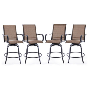 English Elm Patio Swivel Barstools Set of 2 Textilene Mesh Powder Coated Frame All Weather Seating Brown T3623P437331