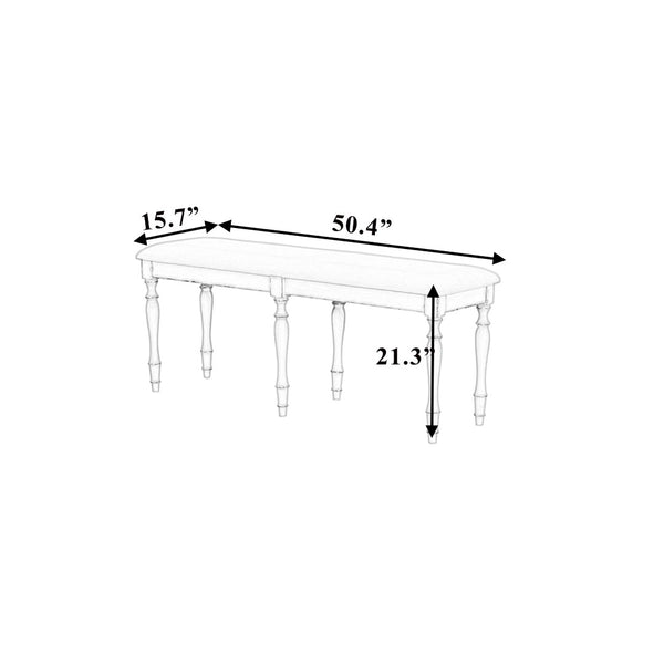 English Elm Topmax Vintage Upholstered Dining Bench With Solid Wood Legs – Farmhouse Charm & Durability! N717P170409A-GIGA