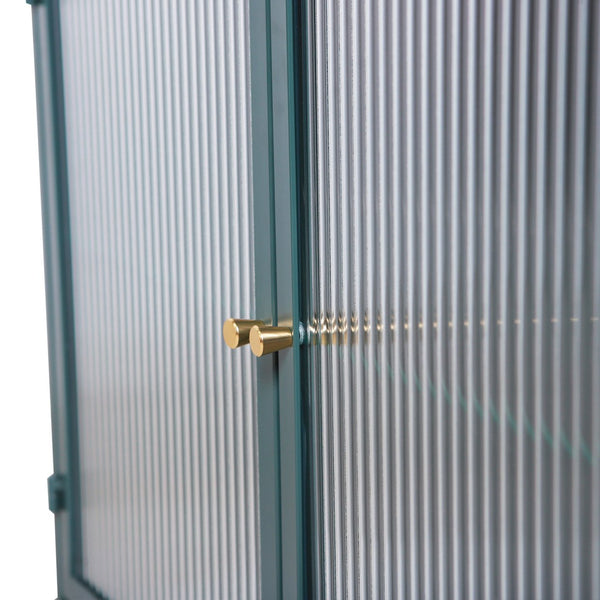 English Elm Army Green Wall-Mounted Metal Storage Cabinet With Elegant Glass Doors For Any Room Décor W3122P272930