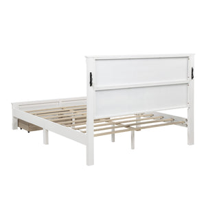 English Elm Queen Farmhouse Pinewood Storage Bed with Led Lighting Usb Charging and Panel Headboard White W504P391013