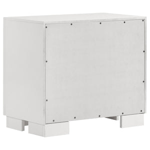 English Elm Copper Elegant White Rectangular Nightstand with 2 Soft-Close Drawers and Sleek Bar Handles, 23" H B062P333433