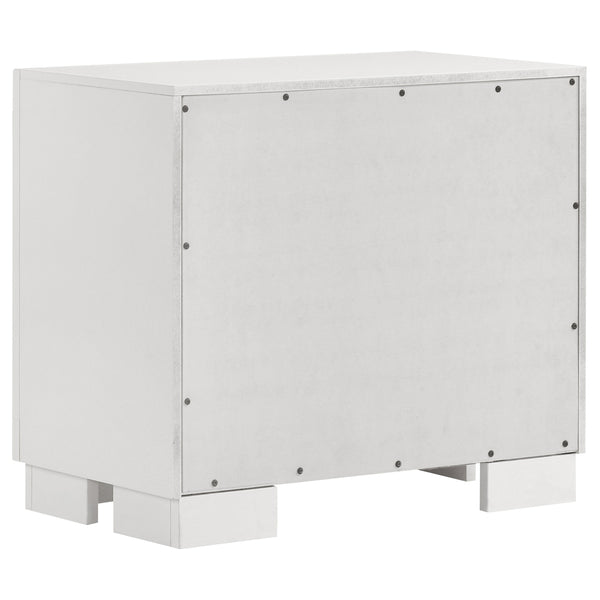 English Elm Copper Elegant White Rectangular Nightstand with 2 Soft-Close Drawers and Sleek Bar Handles, 23" H B062P333433