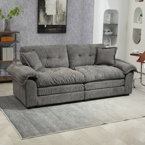 English Elm 84" Chenille Sofa Loveseat with Memory Foam & Pocket Springs, Plush Dual-Layer Comfort, Sturdy Frame Grey W676S00013