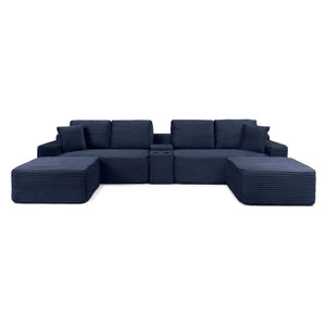 English Elm 109'' Modular Cloud Sectional Corduroy Couch Deep Seat L-shape for Living Room W1117P461517