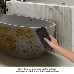 English Elm 70.6'' Freestanding Resin Stone Soaking Tub Polished Spa Bath with Drain Overflow W2753P477965
