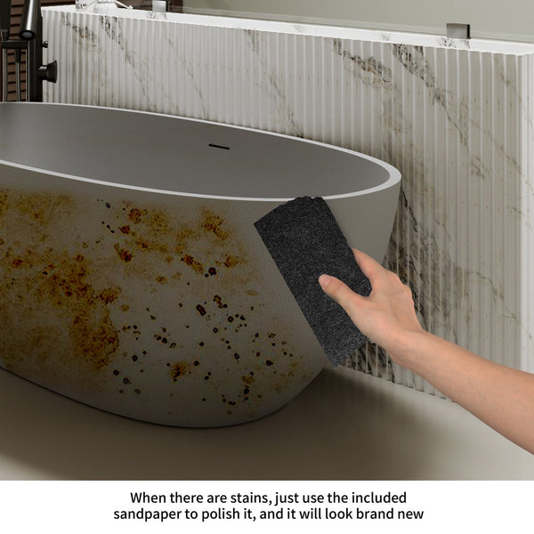English Elm 70.6'' Freestanding Resin Stone Soaking Tub Polished Spa Bath with Drain Overflow W2753P477965