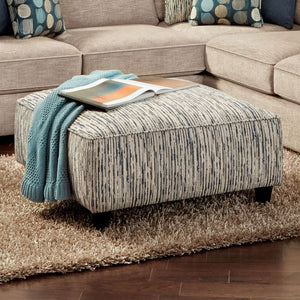 English Elm Stripe Multi-Finish Transitional Upholstery Ottoman 38x38x16in Gel Foam, Woven Fabric, Tapered Legs B2741P355847