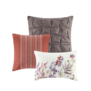 JLA Home Madison Park - 7 Piece Cotton Printed Comforter Set Madison Park Mariana – Watercolor Floral, Embroidered Pillows, OEKO-TEX Certified, Machine Washable, Breathable Comfort MP10-7091