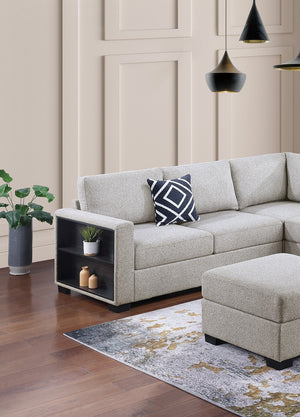 English Elm Contemporary 3-Piece Sectional Sofa Set in Ash Black Corduroy with RAF/LAF Chaise, Tufted Seats, Pillows - Stylish Low-Profile Design Beige 40 L x 26 W x 58 H B011S01786