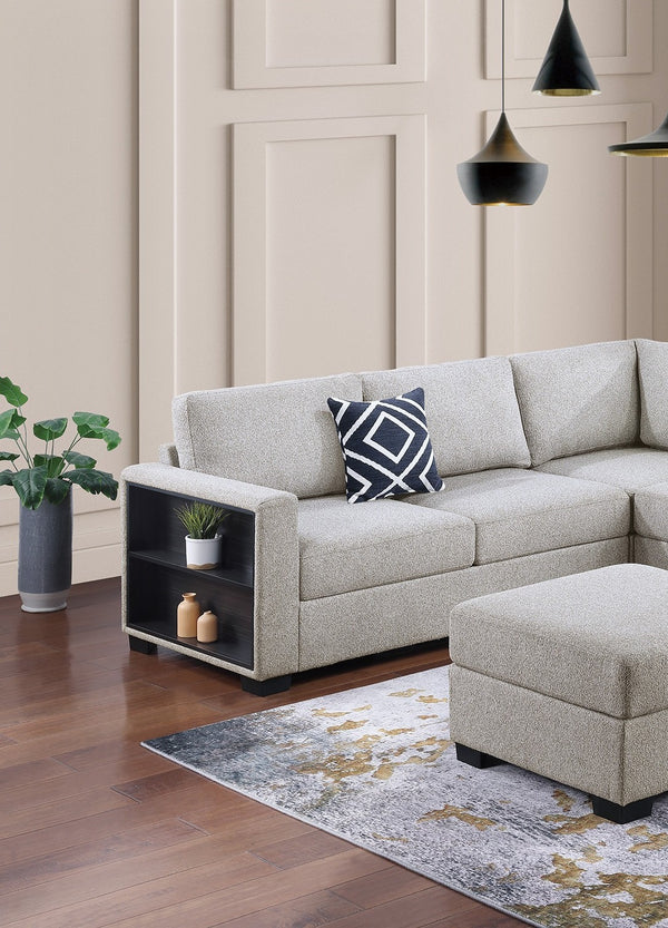 English Elm Contemporary 3-Piece Sectional Sofa Set in Ash Black Corduroy with RAF/LAF Chaise, Tufted Seats, Pillows - Stylish Low-Profile Design Beige 40 L x 26 W x 58 H B011S01786