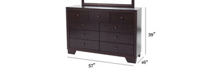 English Elm Modern Nine Drawer Wide Dresser Rubberwood Build Warm Brown Finish Bedroom Storage B011P448737