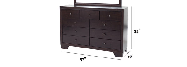 English Elm Modern Nine Drawer Wide Dresser Rubberwood Build Warm Brown Finish Bedroom Storage B011P448737