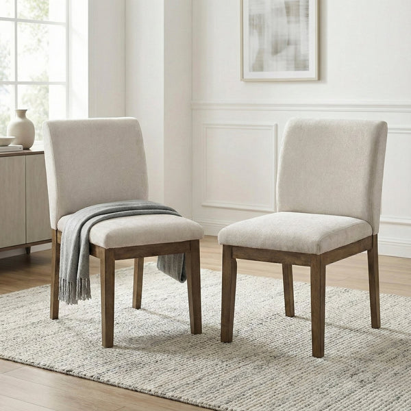 English Elm Transitional Gray Fabric Dining Chairs Solid Wood Frame Modern Farmhouse Set of 2 B011P467555