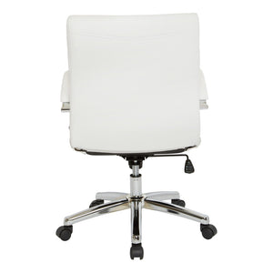 OSP Home Furnishings Executive Low Back Faux Leather Office Chair with Chrome Base for Professional Workspaces White FL92011C-U11