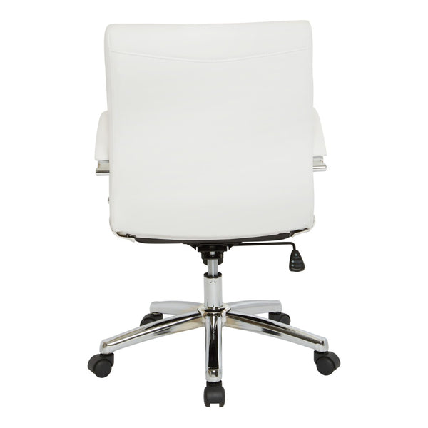 OSP Home Furnishings Executive Low Back Faux Leather Office Chair with Chrome Base for Professional Workspaces White FL92011C-U11