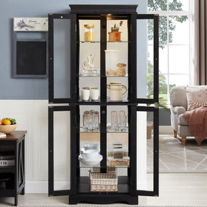English Elm Lighted Curio Display Cabinet - Elegant Glass Storage With Ambient Lighting For Wine, Toys & More W2275P292640