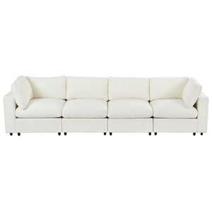 English Elm U-style Modular Sectional Sofa Chenille Upholstered with Bluetooth Speaker and Usb Charging WY000465AAA