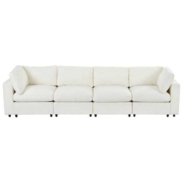 English Elm U-style Modular Sectional Sofa Chenille Upholstered with Bluetooth Speaker and Usb Charging WY000465AAA