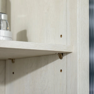 English Elm kleankin Tall Bathroom Cabinet with Glass Doors & 3-Tier Shelves, Freestanding Linen Tower, White W2225P173987