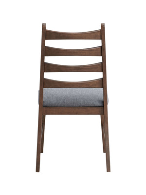 English Elm Mayah Dark Gray Linen Side Chair Set of 2 with Walnut Finish, Padded Seat, Solid Back, 220lb Capacity B2726P284799