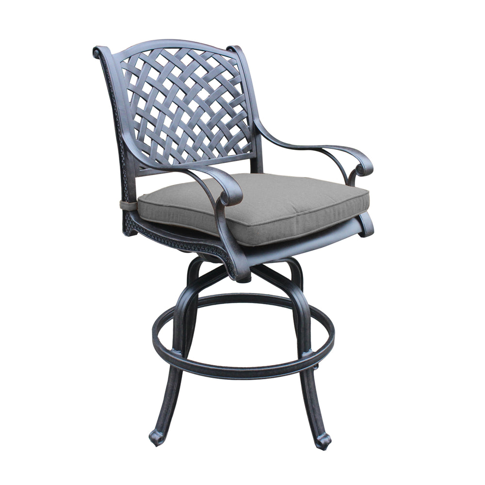 English Elm Cast Aluminum Counter Stools Set Of 2 - Elegant Swivel Design With Weather-Resistant Cushions B010P278347