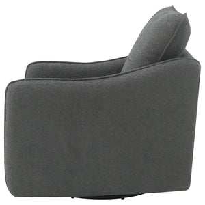 English Elm Nikko Charcoal Upholstered Swivel Chair with Plush Bouclé, Glide Motion, Sloping Arms & Cozy Cushions B062P353269