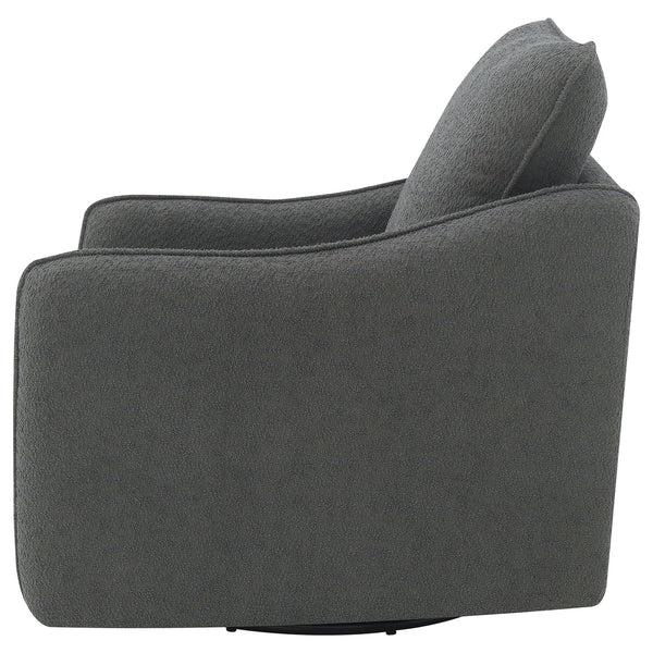 English Elm Nikko Charcoal Upholstered Swivel Chair with Plush Bouclé, Glide Motion, Sloping Arms & Cozy Cushions B062P353269