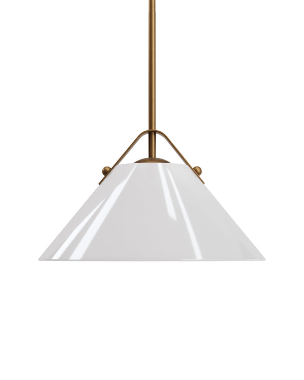 Currey & Company Bronwen Brass Pendant Light - Equestrian-inspired Elegance With Dimmable Flared Glass Shade Gold Glass ,Metal 9000-1279-currey-company