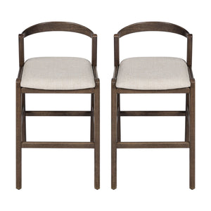 English Elm Christopher Knight Home® - Balmain Rubberwood Barstool with Ergonomic Back and Plush Cushion, Modern Smooth-Line Design Set of 2 Beige,Dark Brown N775P318294D