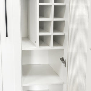 English Elm Kitchen Pantry Cabinet - Versatile Pull-Out Storage Shelf With Glass Doors For Farmhouse Charm & Organization W331S00189