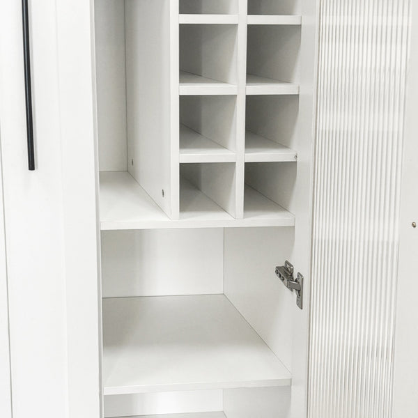 English Elm Kitchen Pantry Cabinet - Versatile Pull-Out Storage Shelf With Glass Doors For Farmhouse Charm & Organization W331S00189