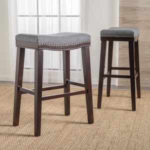 Christopher Knight Home® - Noble House - Rosalie Charcoal Fabric Saddle Stool - Set of 2