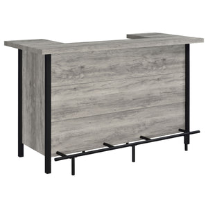 English Elm Menimen Industrial Grey Driftwood Freestanding Bar Unit with Two-Tier Prep Surface & Metal Frame B062P351438