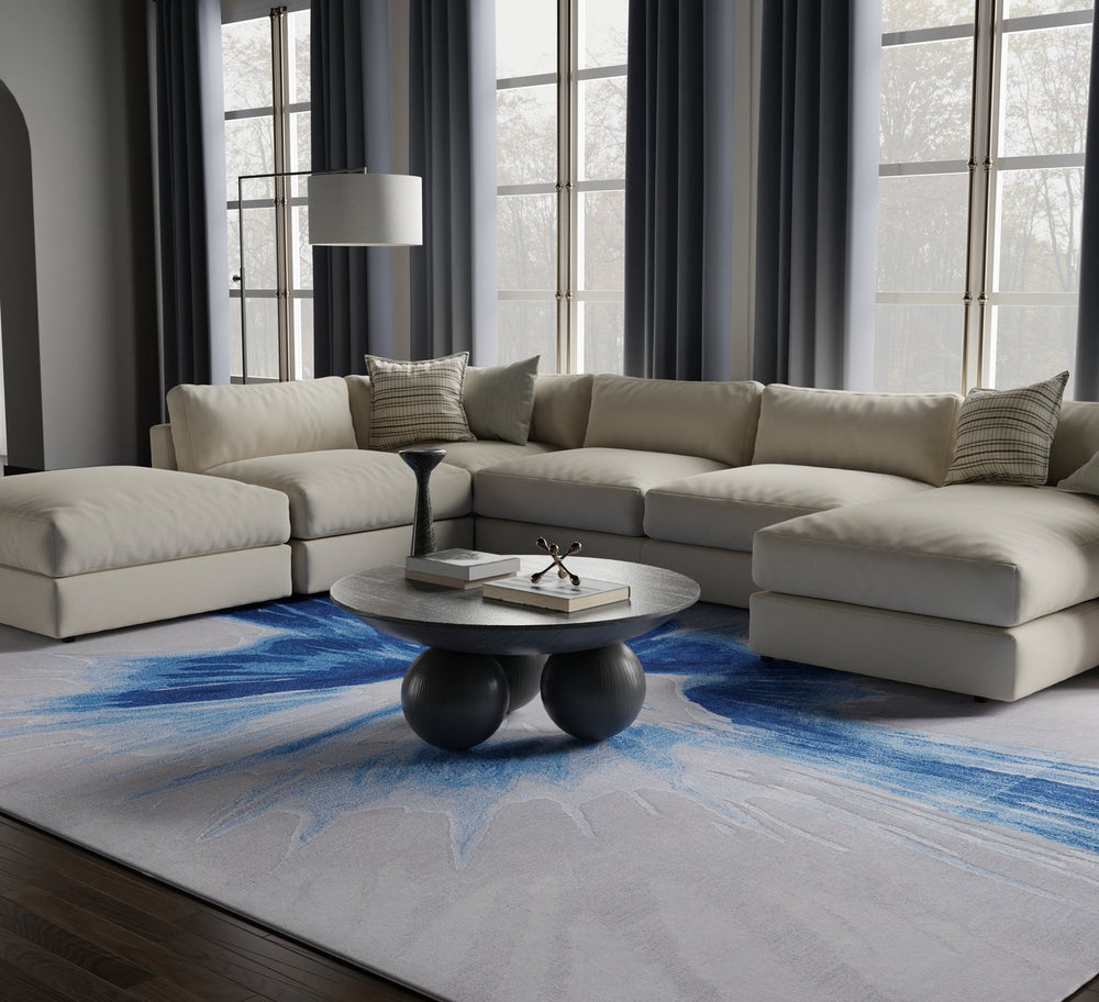 Feizy Rugs Kawai Hand-tufted Wool & Viscose Abstract Area Rug - Luxurious Medium Pile For Modern Elegance Blue,Gray Wool,Viscose Kaw8984fblu000e10